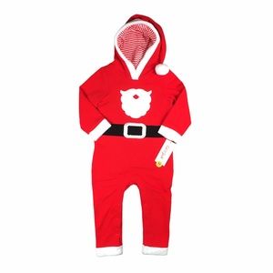 NWT Baby Toddler Boy Santa Hooded Romper Outfit 18M